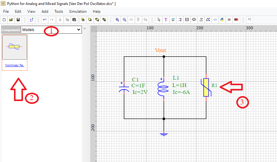 Place circuit models/components