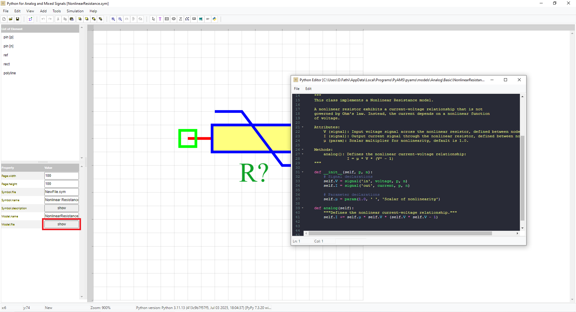 creat model of the symbol